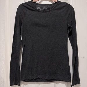 Gray Solid Long Sleeve Top